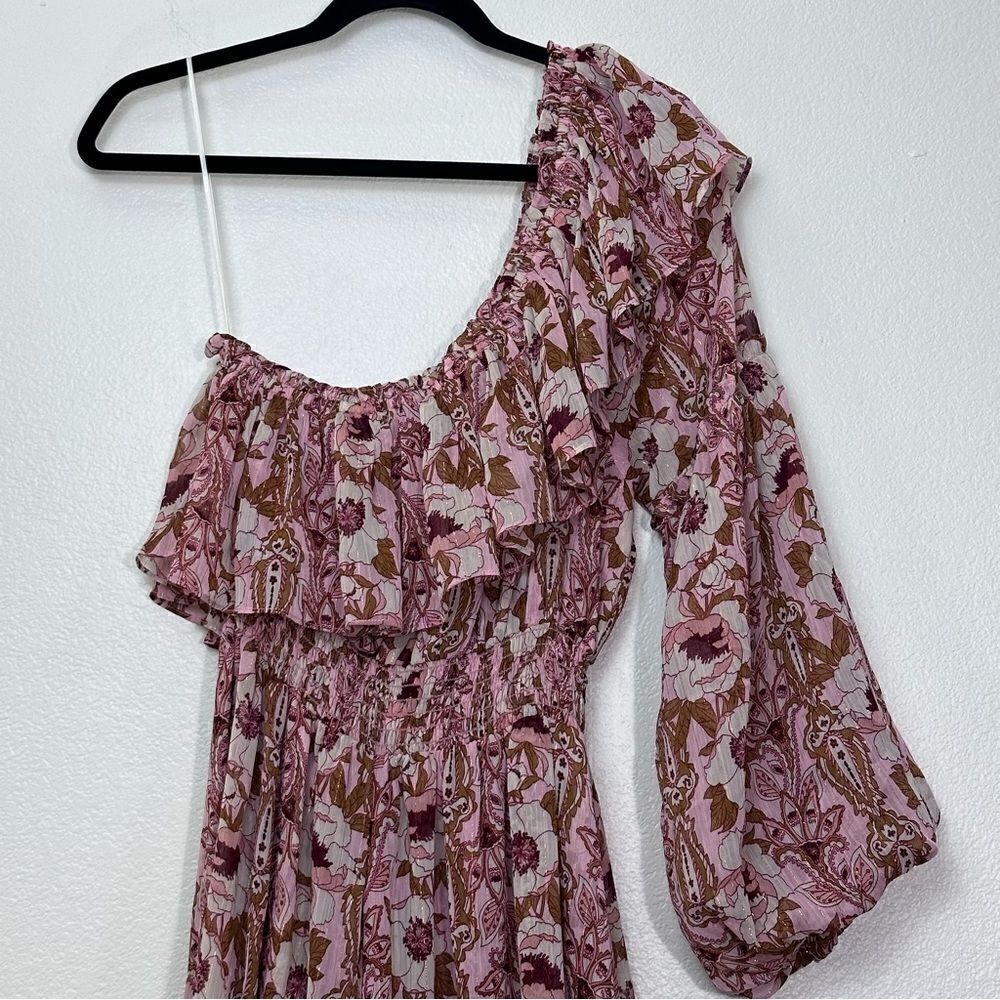 Misa Los Angeles Rumi One Shoulder Floral Asymmetrical Dress Size L - Picture 4 of 8